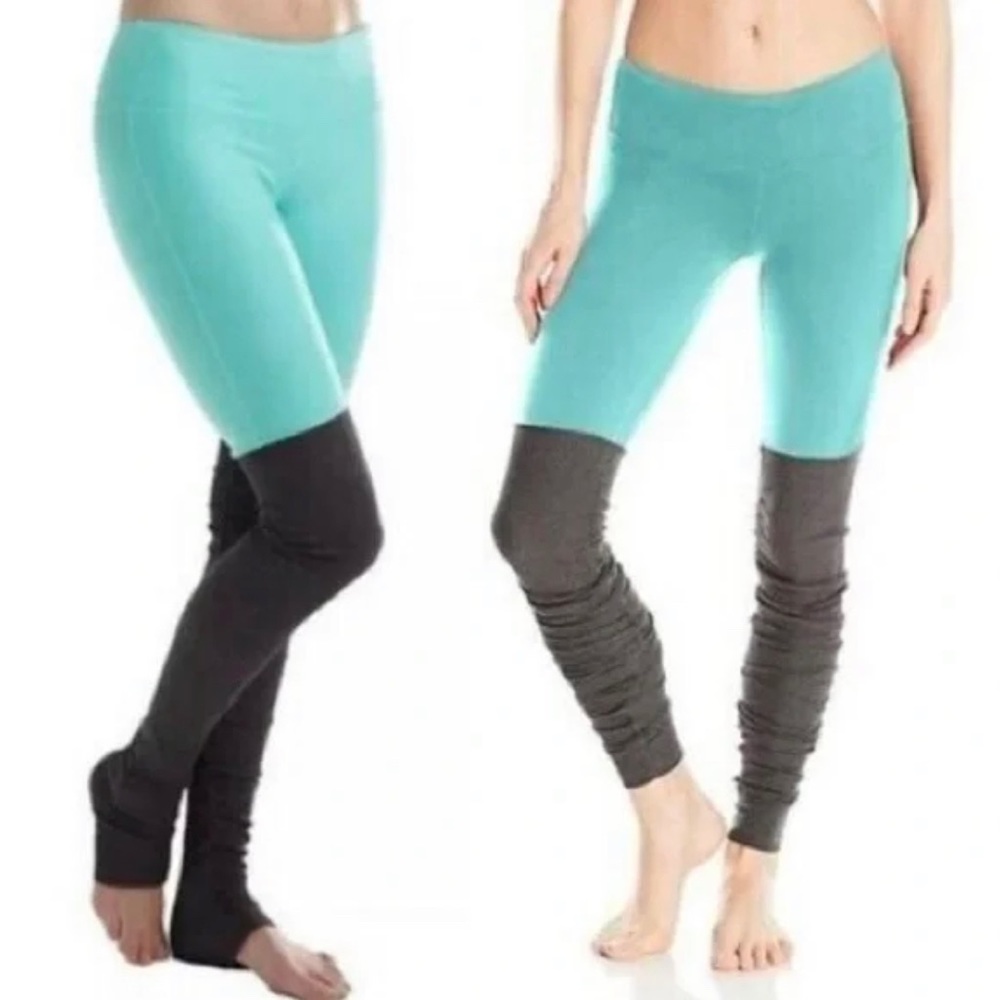 Alo Yoga Goddess Ribbed Leggings Turquoise and Gray Size Small
